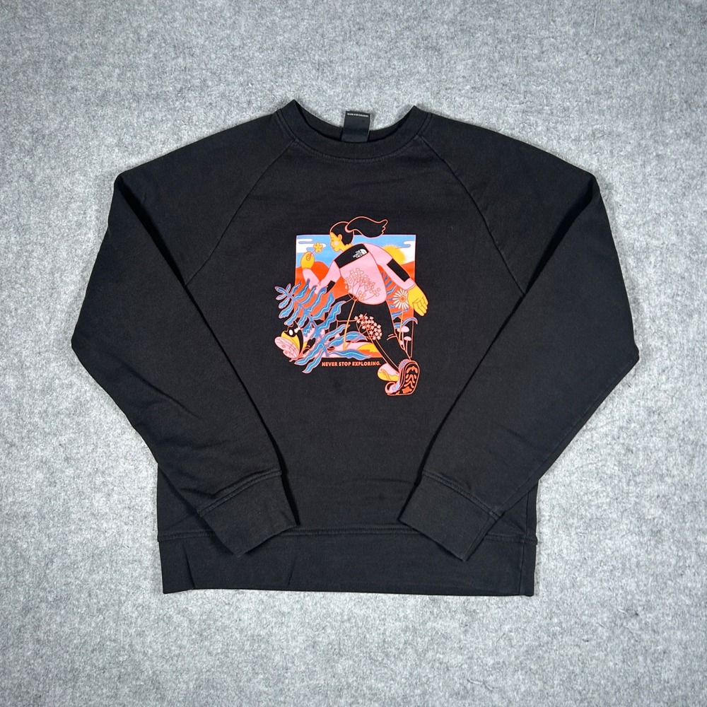The North Face Sweatshirt Womens S Black Never Stop Exploring Graphic‎ Pullover